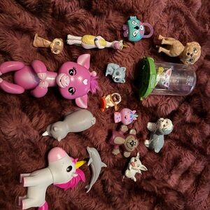 Charming Pink and Gray Animal Figurine Set